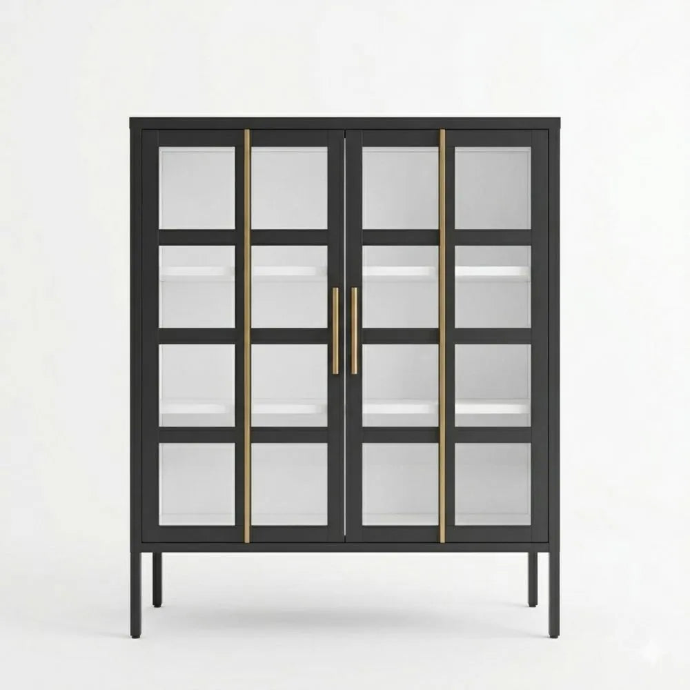 Metallvitrine mit Glastüren im Industriedesign für Wohnzimmer und Büro