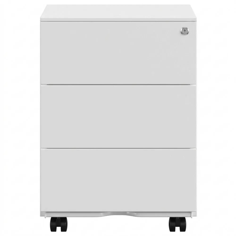 Mobiler Metallschrank mit 3 Schubladen und Schloss für Büro und Homeoffice