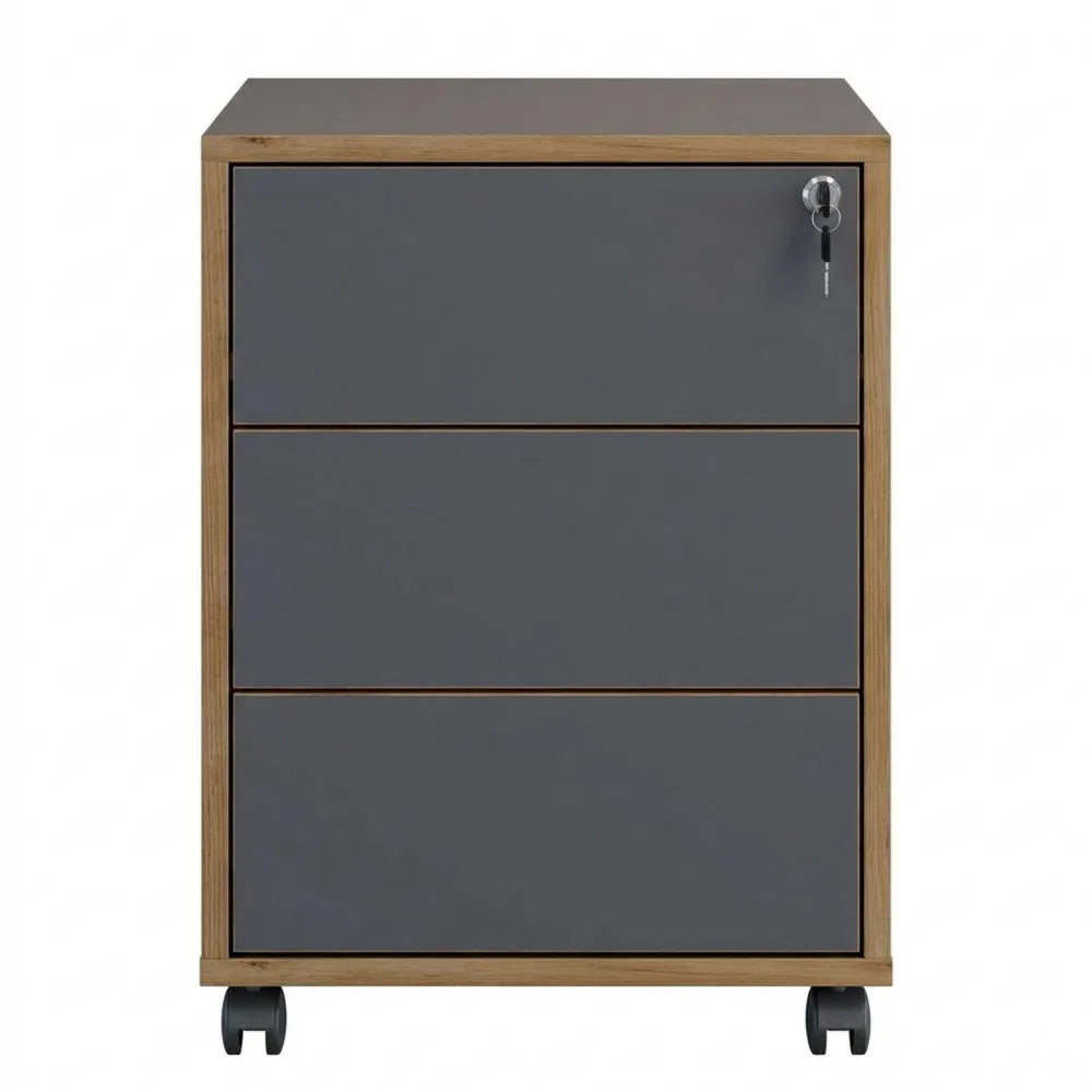 Rollcontainer mit drei Schubladen, abschließbar, ca. 50x39x45 cm
