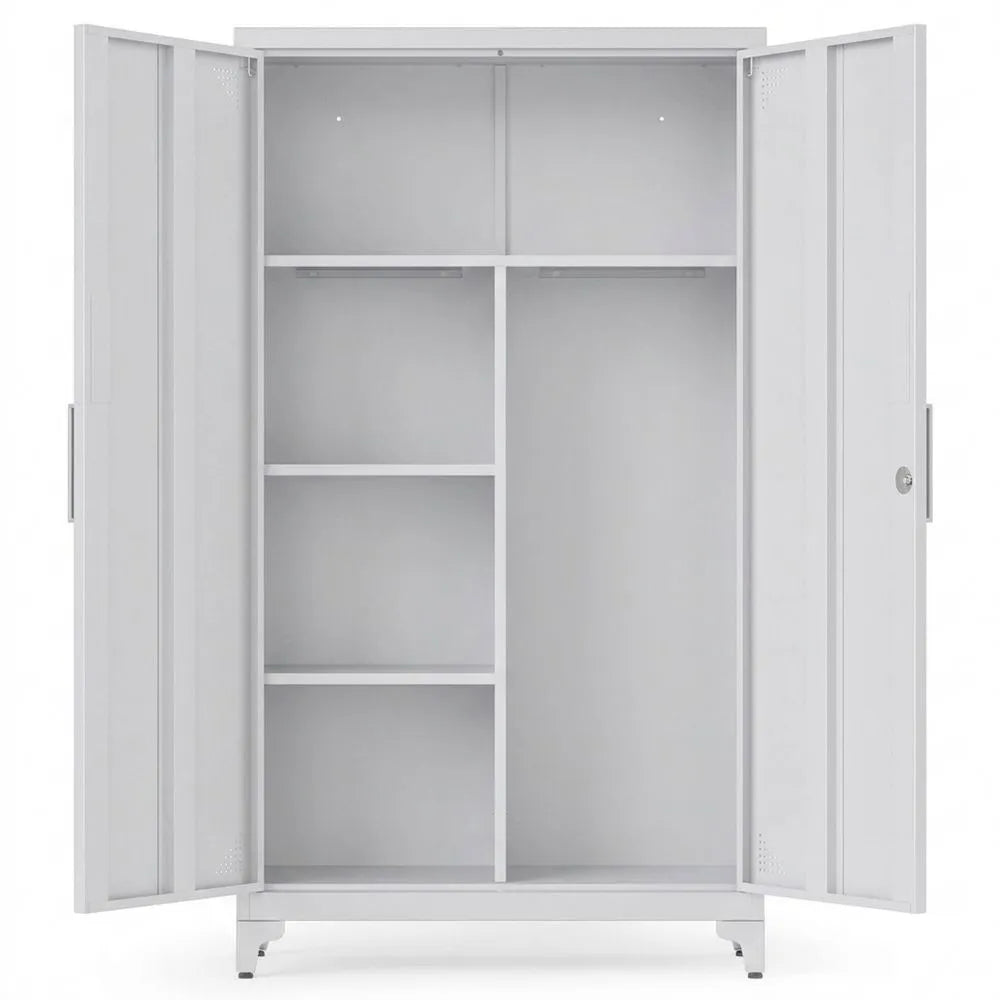 Vielseitiger Metallschrank mit 2 Türen und 5 Fächern