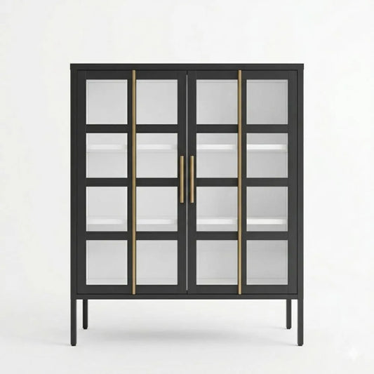 Metallvitrine mit Glastüren im Industriedesign für Wohnzimmer und Büro