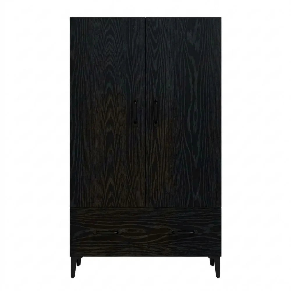 Elegantes Highboard mit Stauraum, Eichen-Optik Schwarz, 70x31x115 cm, Für Wohn- und Arbeitsbereiche