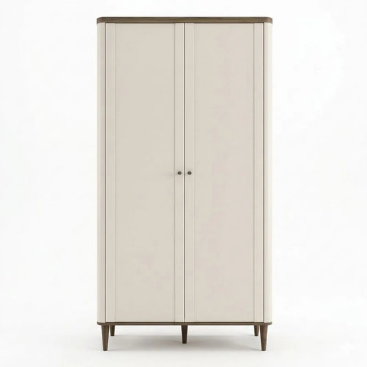 Moderner Kleiderschrank mit Lamellen, 2-türig, Kaschmir Beige Eiche Dekor