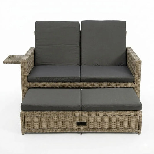 Garten-Loungesofa aus Polyrattan mit verstellbarer Rückenlehne